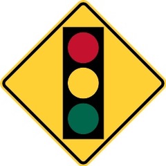 <p>traffic signal ahead - (the light may be red)</p>