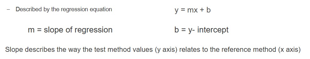 <p>_________ an equation that expressed the linear relationship between two variables</p><p>Describes the graphical plot of test values versus reference values when comparing method experiments</p><p>A line is drawn through the data points using visual judgement (line of best fit)</p>