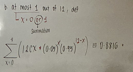 <p>[Binomial or repeated trials]<br>Use summation</p>