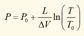 <p>rearranging the CC equation and ingoring any temperature dependence for L and ΔV, then integrating to get this expression. </p><p>T<sub>0</sub> and P<sub>0</sub> are known points on the phase boundary.</p>