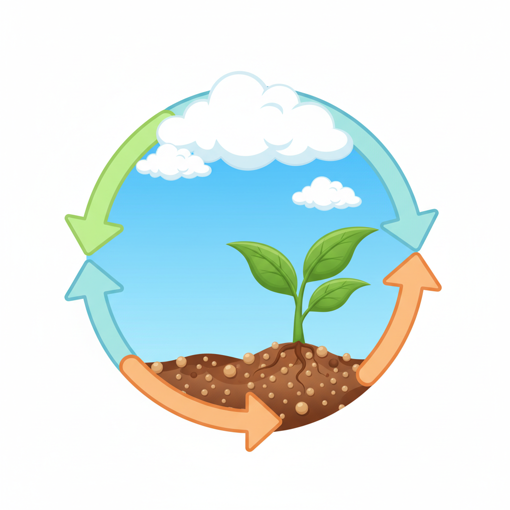 <p>The continuous movement of nitrogen between the air, soil, and living things.</p>
