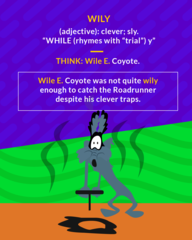 <p>clever, sly</p>