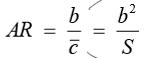 <p>Where b is the span, c is the standard mean chord, and S is the total plan area.</p>