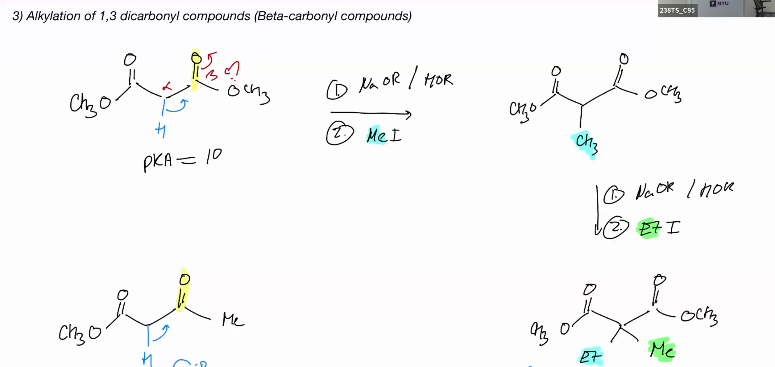 <p>Alkylation of 1,3 dicarbonyl compound (beta carbonyl compounds)</p>