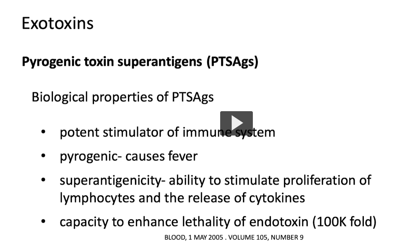 <p><strong>1. Pyrogenic</strong> </p><ul><li><p><strong>“pyro-”</strong> → Greek <em>pyr</em> = <strong>fire </strong><span data-name="fire" data-type="emoji">🔥</span></p></li><li><p><strong>“-genic”</strong> → “producing”</p></li></ul><p><span data-name="point_right" data-type="emoji">👉</span> <strong>Pyrogenic = “fever-producing”</strong></p><div data-type="horizontalRule"><hr></div><p> <strong>2. Toxin</strong> </p><ul><li><p>From Greek <em>toxikon</em> = <strong>poison (originally arrow poison)</strong></p></li></ul><p><span data-name="point_right" data-type="emoji">👉</span> <strong>Toxin = a poisonous substance produced by organisms</strong></p><div data-type="horizontalRule"><hr></div><p> <strong>3. Superantigen</strong> </p><ul><li><p><strong>“super-”</strong> = excessive / above normal</p></li><li><p><strong>“antigen”</strong> = substance that stimulates immune response</p></li></ul><p> </p><p><span data-name="point_right" data-type="emoji">👉</span> <strong>Superantigen = an antigen that overstimulates the immune system</strong></p><div data-type="horizontalRule"><hr></div><p> <strong>Definition</strong> </p><p><strong>Pyrogenic toxin superantigens (PTSAgs)</strong> are <strong>exotoxins</strong> produced by <em>Staphylococcus aureus</em> that:</p><p><span data-name="point_right" data-type="emoji">👉</span> <strong>Massively activate the immune system in a non-specific way</strong>, causing:</p><ul><li><p><strong>Widespread T-cell activation</strong></p></li><li><p><strong>Huge cytokine release (cytokine storm)</strong></p></li><li><p><strong>Fever and systemic inflammation</strong></p></li></ul><p></p>
