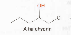 <ul><li><p>START: Halohydrin (looks like a ketone with H on oxygen)</p></li><li><p>END: Epoxide </p></li><li><p>Proton transfer → S<sub>N</sub>2 (oxygen nucleophile attacks itself to close ring with Cl- as leaving group) </p></li></ul><p></p>