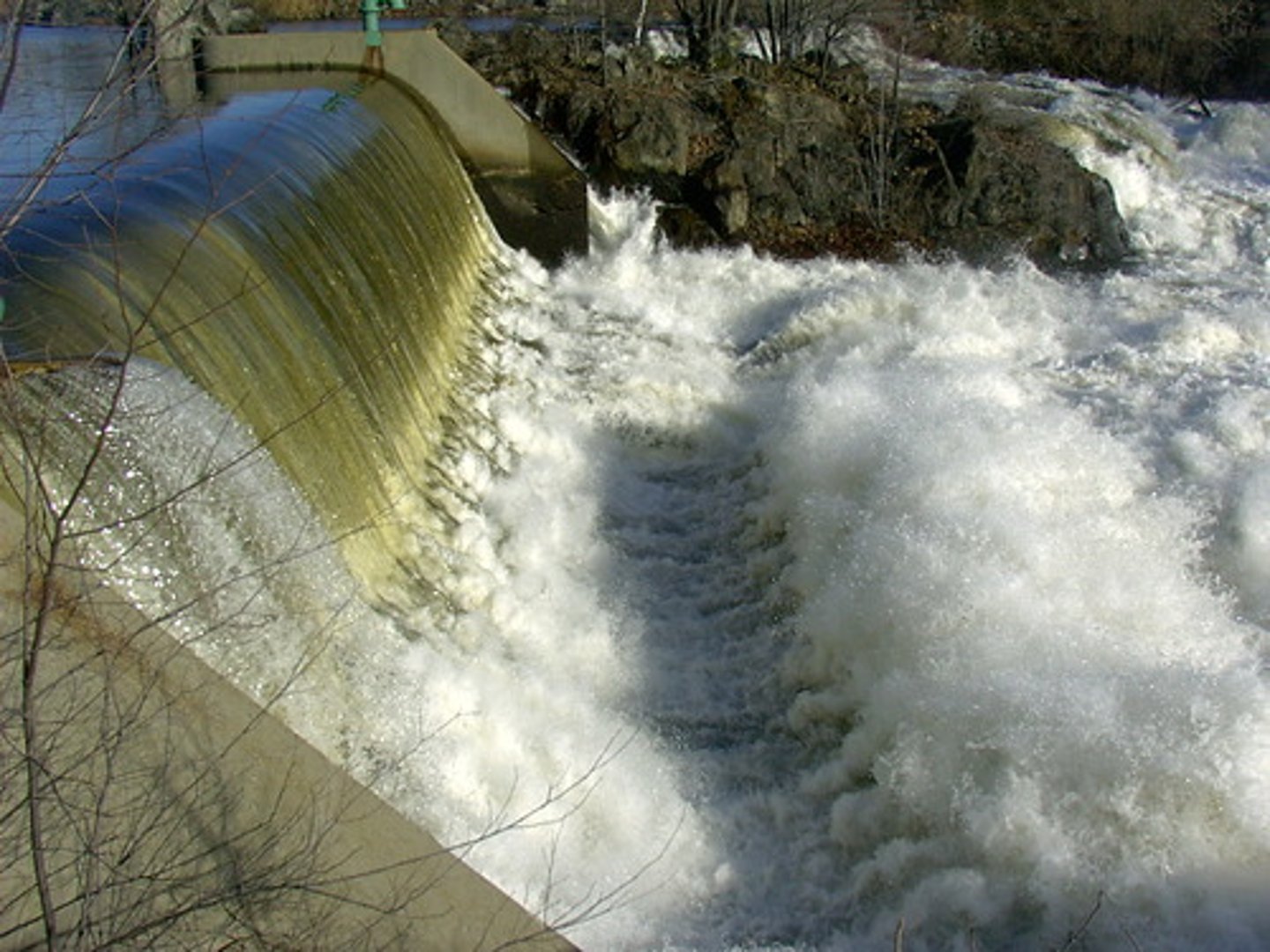 <p>electricity generated by running water</p>