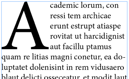 <p>Intital capital letter set into column</p>
