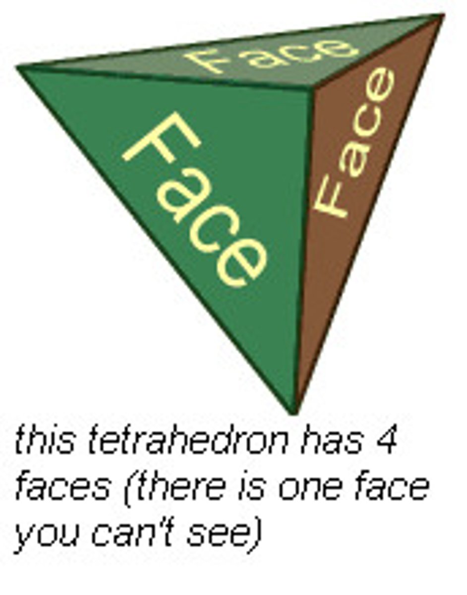 <p>a flat surface of a polyhedron</p>