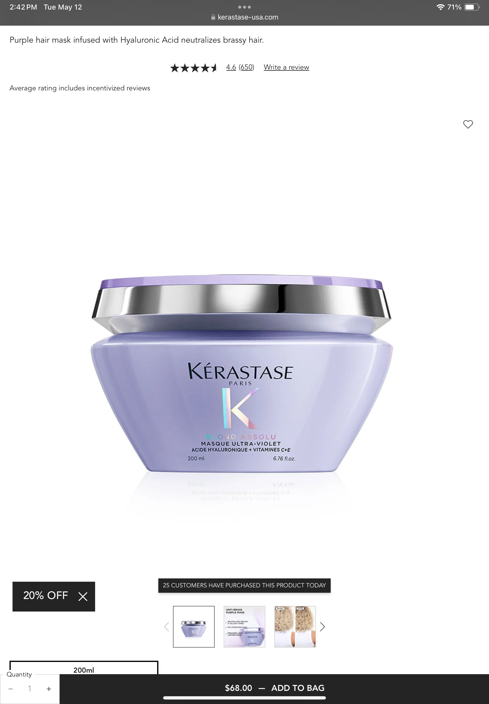 <p>Blonde absolu ultra violet masque</p>