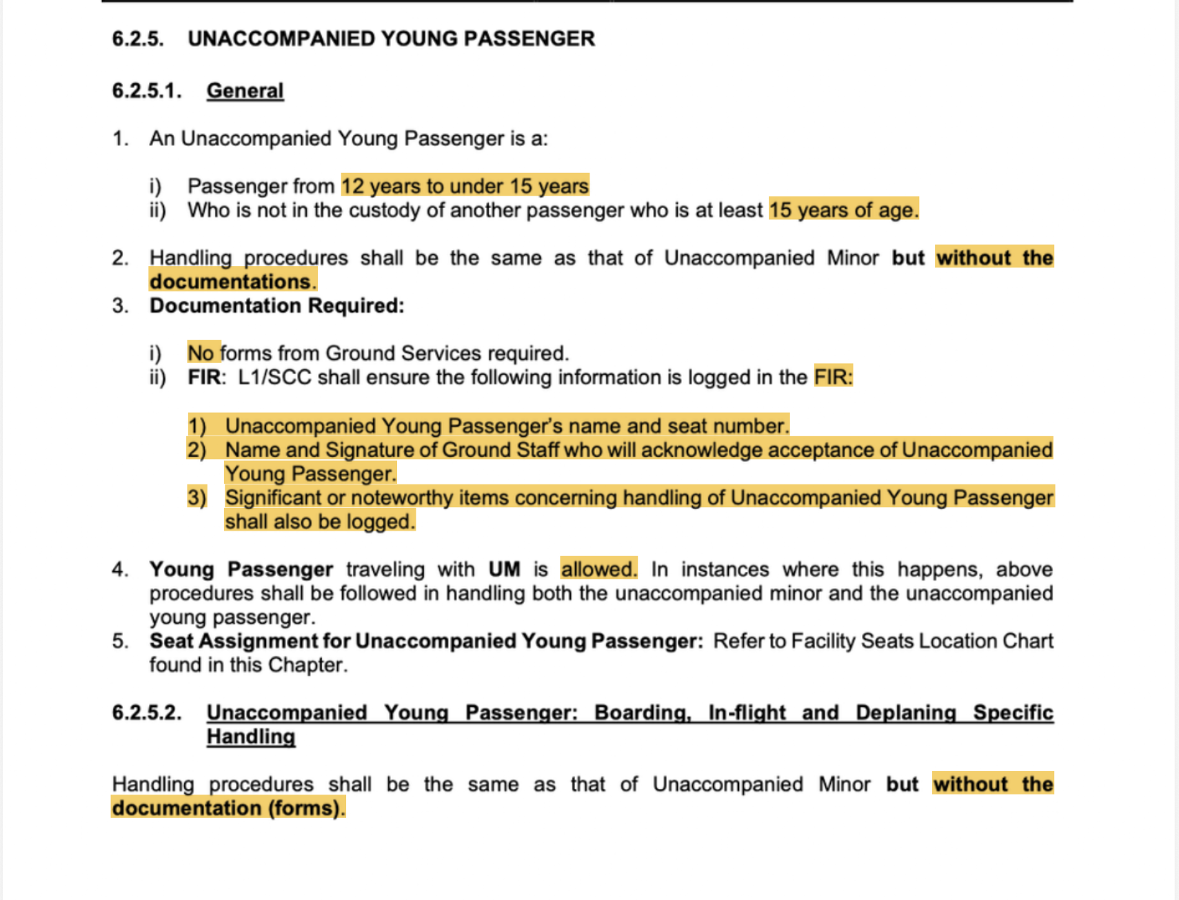 <p>UNACCOMPANIED YOUNG PASSENGER</p>