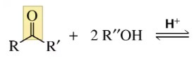 <p>Reaction of an aldehyde or a ketone with excess alcohol forms…</p>
