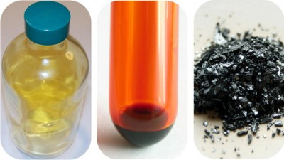 <ol><li><p>Chlorine: a pale yellow-green gas</p></li><li><p>Bromine: a red-brown liquid</p></li><li><p>Iodine: a grey-black solid</p></li></ol><p></p>