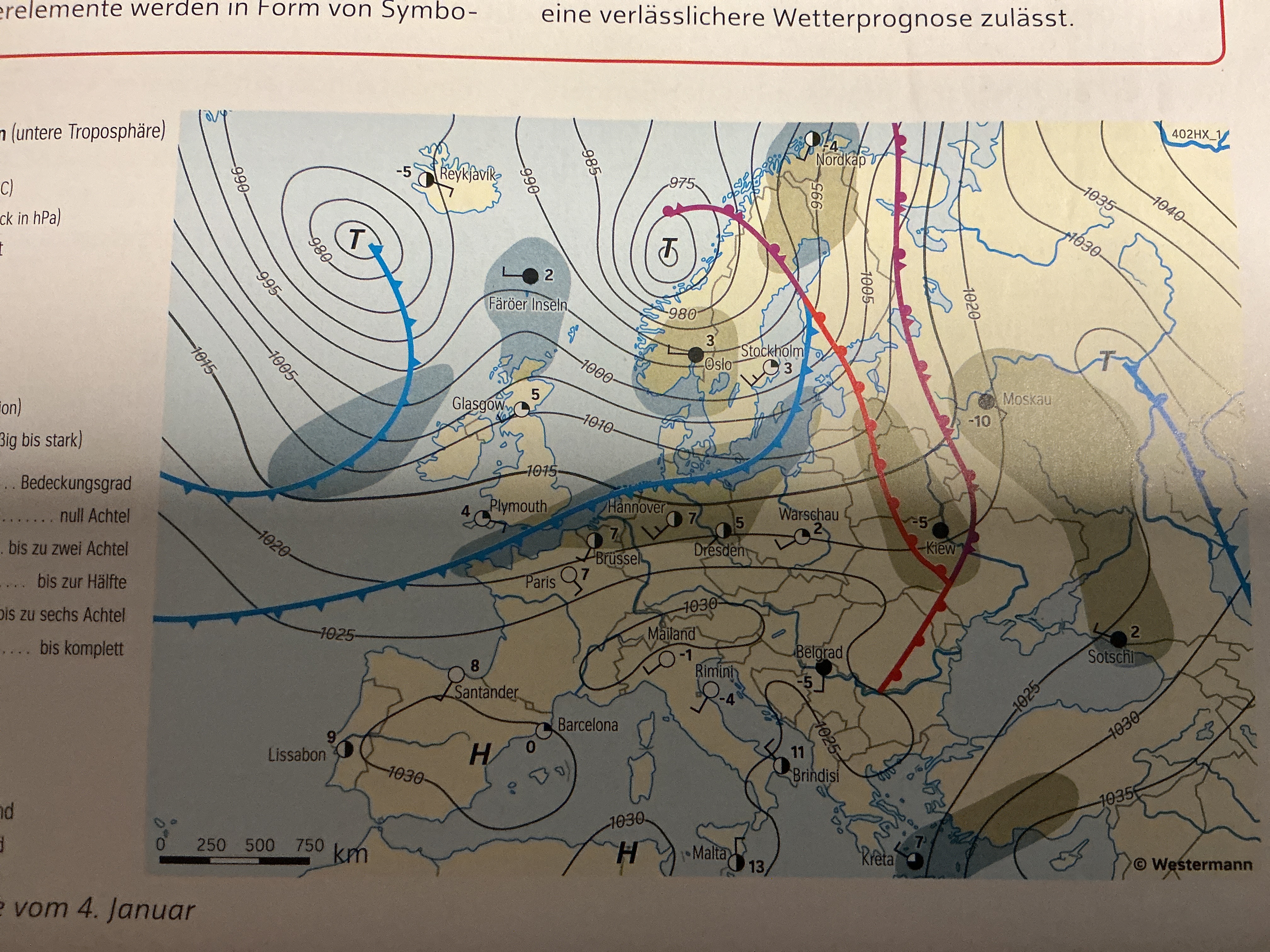 <p>→ je enger Isobaren abstand, desto stärker horizontaler Druckgradient </p><p>→ Knicke im Isobarenverlauf → Fronten </p><p></p>