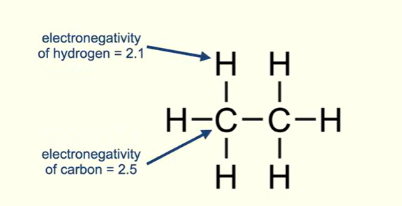 <p>Carbon and hydrogen atoms have a very similar electronegativity. </p>