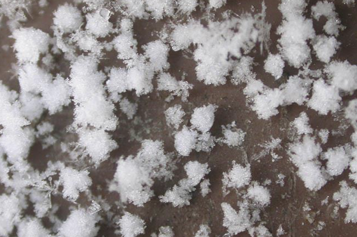 <p>Snow pellets with no crystalline shape</p>