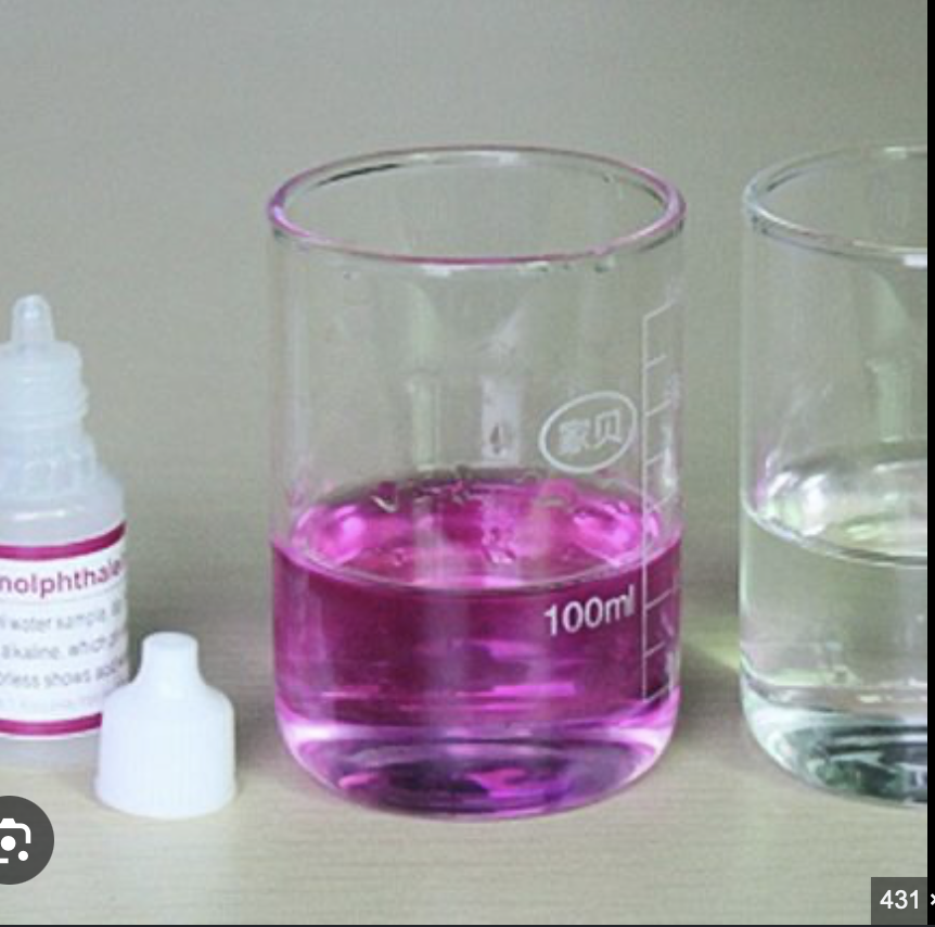 <ul><li><p>measures acidity</p></li><li><p>pink when basic, colorless with onyl CO2 exposure NO O2</p></li><li><p></p></li></ul><p></p>