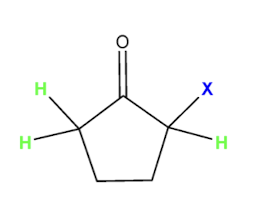<p>halogenated carbonyl compound (only 1 alpha-H is replaced)</p>