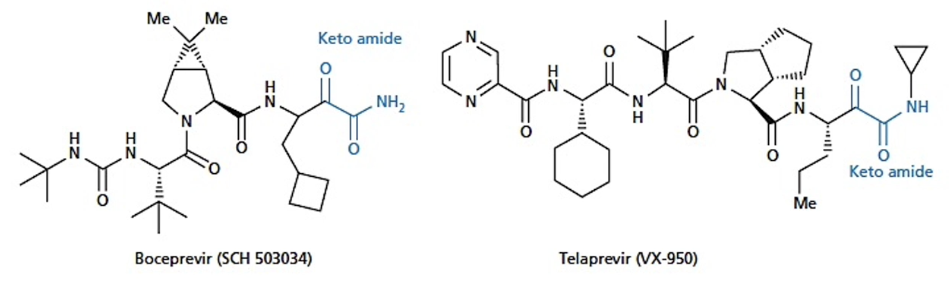 <ul><li><p>hepatitis C → blood-borne virus that causes an asymptomatic infection</p></li><li><p>MOA: block a protease that releases mature virus proteins from pro-peptides</p></li><li><p>exampkes: Boceprevir and Telaprevir </p></li></ul><p></p>
