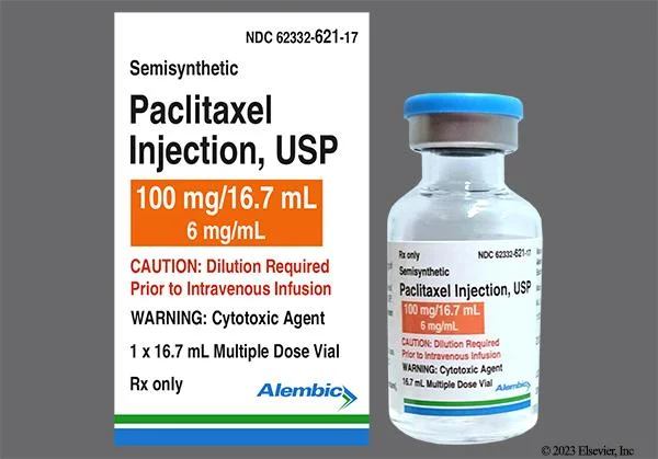 <p>cytotoxic agent: paclitaxel (taxol) (class, use, DLT, AS/E)</p>
