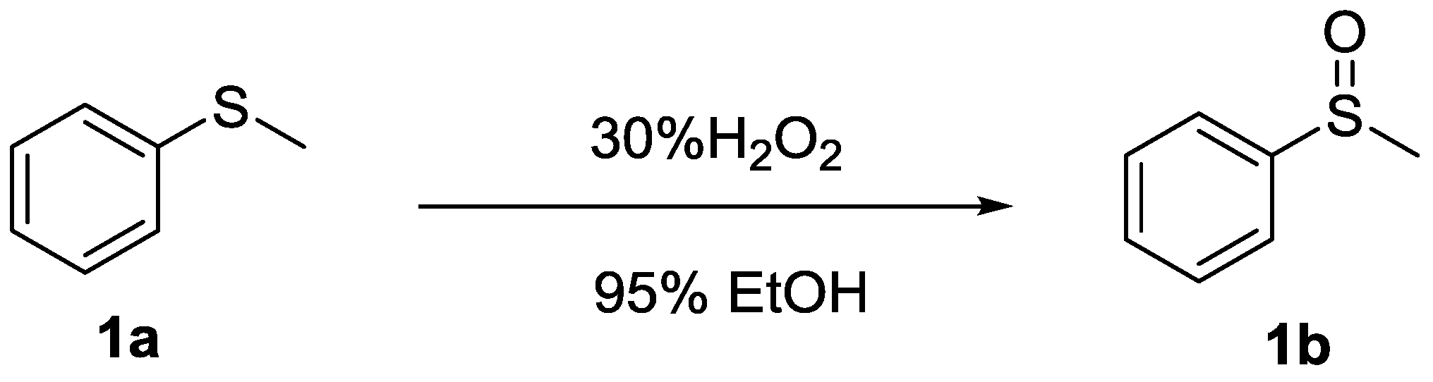 <p>R-S-R' (Thioether) → R-SO-R' (Sulfoxide) using H₂O₂ (1 equiv). Mild oxidation; DMSO from DMS.</p>
