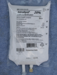 <p>Intralipid</p><p>Parenteral Nutrition; Antidote</p><p>Indication(s): Parenteral nutrition; antidote for local anesthetic systemic toxicity (LAST).</p><p>Warning(s): Use 20% lipid emulsion for treatment of LAST.</p><p>Side effect(s): Hypertriglyceridemia, fat overload syndrome, hypersensitivity reactions</p><p>Note(s): Should be readily available in areas where potentially toxic doses of local anesthetics are administered.</p>