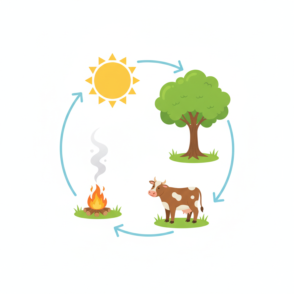 <p>The continuous exchange of the element carbon among living things on Earth.</p>