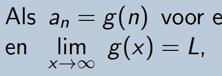 <p>Wat valt te zeggen over limiet van a;n met n naar oneindig?</p>