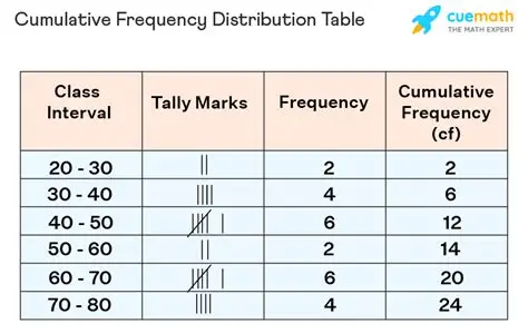 <p>a table that shows classes of data entries with a count of the number of entries in each class</p><p></p>