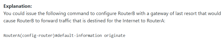 <p><span>default-information originate</span></p>