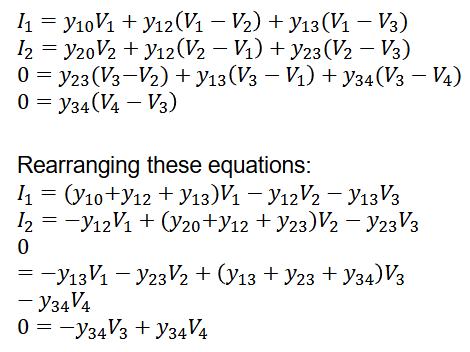 <p>This is when we draw out the norton equivelent circuit of a bus system, then balance the nodes following KCL, and then write these equiations in matrix form to get I_bus = Y_bus * V_bus </p>
