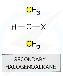 <p>halogen is bonded to carbon atom with 2 alkyl groups </p>