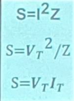 <ul><li><p>This is the total power flowing in the circuit, as seen by the source</p></li><li><p>It's the product of the RMS voltage and RMS current.</p></li><li><p>Measured in volt-amperes (VA).</p></li><li><p>S = P + jQ</p></li><li><p>+ lag</p></li><li><p>- lead</p></li></ul><p></p>