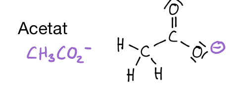 <p>CH<sub>3</sub>COO<sup>–</sup></p><p>mehratomiges Ion</p>