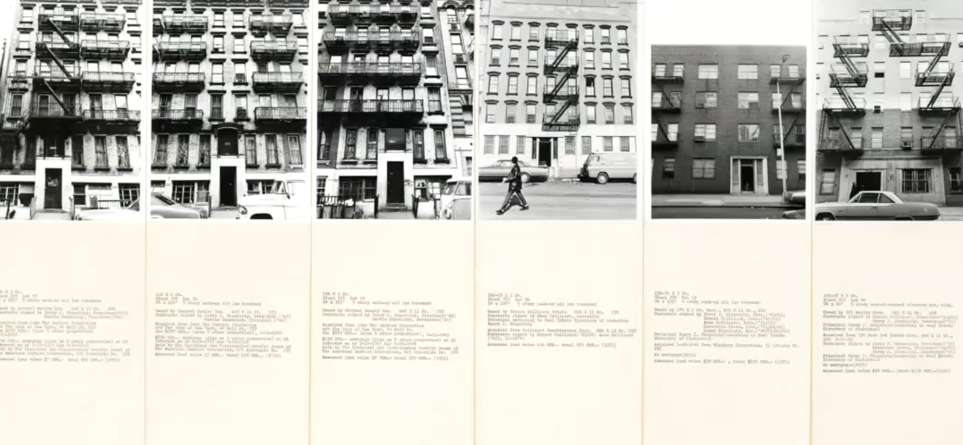 <p>1971; documentation of slumlord property ownership revealing social and economic systems</p>