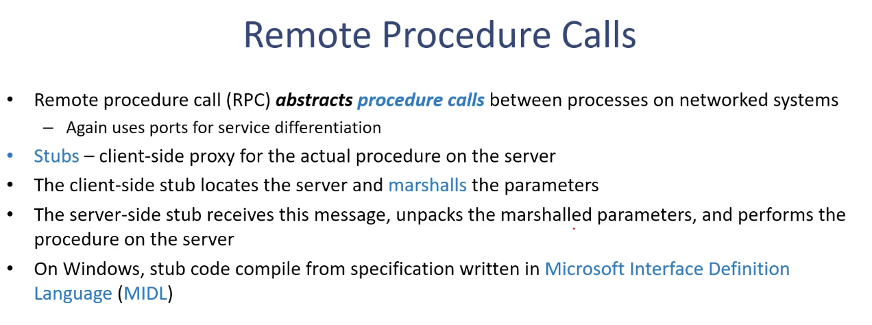 <p>Remote Procedure Calls</p>