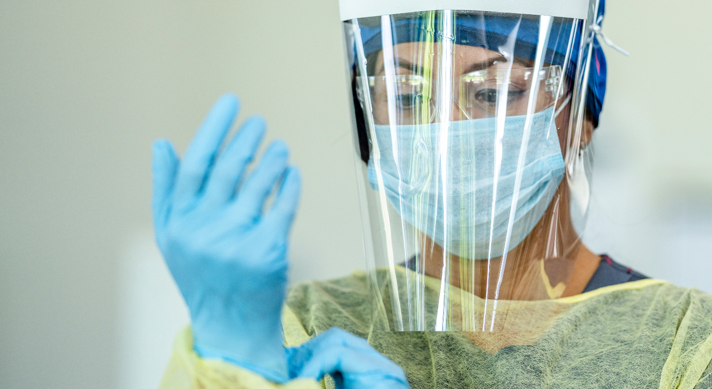 <p>It is recommended to wear gloves, goggles, face mask, and gown to protect against blood and other bodily fluids.</p>