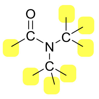 <p>Carbonyl group bonded to a tertiary amine group.</p>