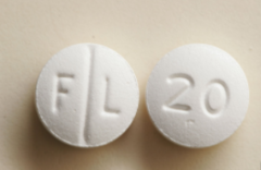 <p>Escitalopram</p><p>SSRI </p><p>Restores serotonin levels (depression and anxiety)</p>