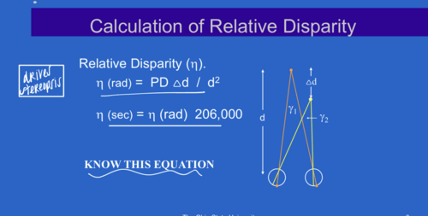 <p>Equation to Know for Relative Disparity when there are 2 real world targets Separated by a distance, d</p>