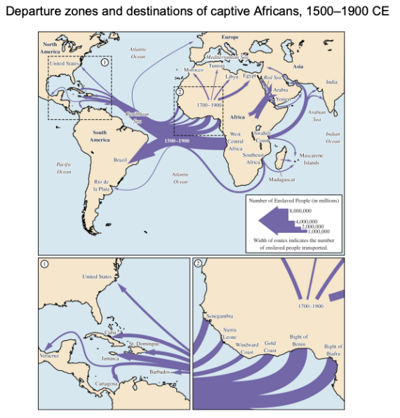 <p>Source 2.2: Departure zones and destinations of captive Africans 1500-1900 CE</p>