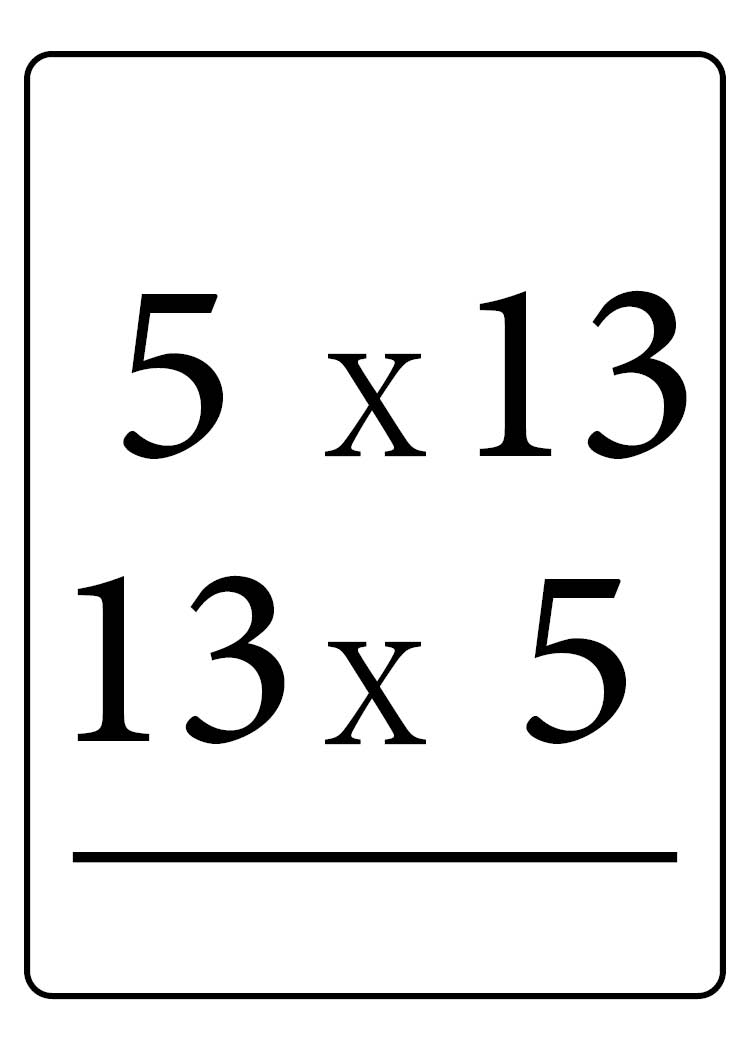 <p>5×13 or 13×5 = ?</p>