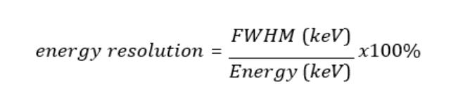 <p>energy resolution = (FWHM (keV)) / (Energy (keV)) * 100%</p>