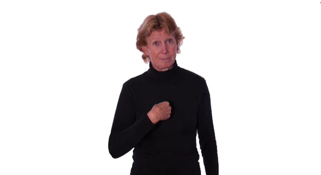 <p>use pointer finger and point at your chest</p>