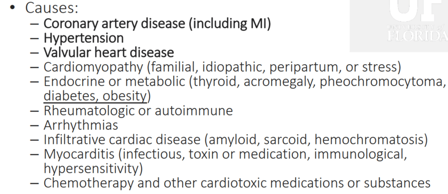 <p>1. Coronary artery disease (Including MI) </p><p>2. HTN</p><p>3. Valvular heart disease </p>
