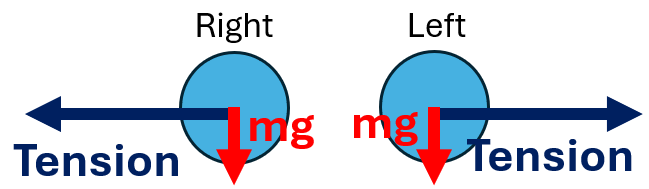 <ul><li><p>When ball is at side of circle, there is no focre to balance the ball’s weight</p></li><li><p>As such there is a tangential acceleration so the ball’s speed must be changing</p></li><li><p>This means the ball does not have constant speed, so is not moving in uniform circular motion</p></li></ul><p></p>