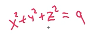 <p>A sphere (centered at the origin with a radius of 3 in this case)</p>