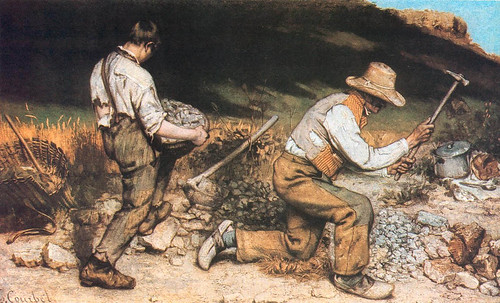 <p>(Realism in France) By Gustave Courbet, "The Stone Breakers" 1849</p>