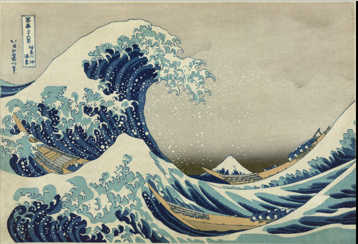 <p>Describe the overall composition of the great wave and its significance </p>