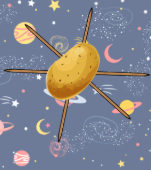 <p>Cold War Event #6 </p><p>Six is sticks. A "spud" (potato) with "sticks" floating through outerspace.</p>